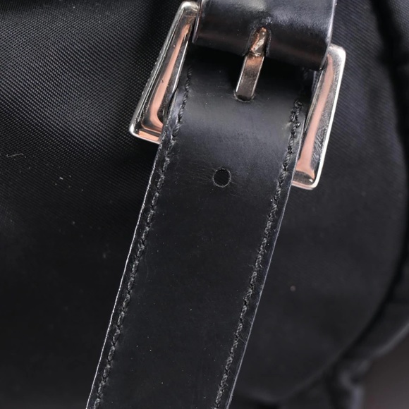 Prada Front Pocket Drawstring Backpack in Black Tessuto with Leather Trim - Picture 8 of 9